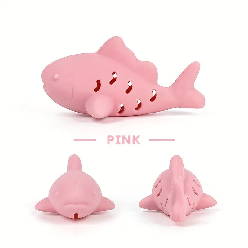 interactive treat dispenser toy shark design