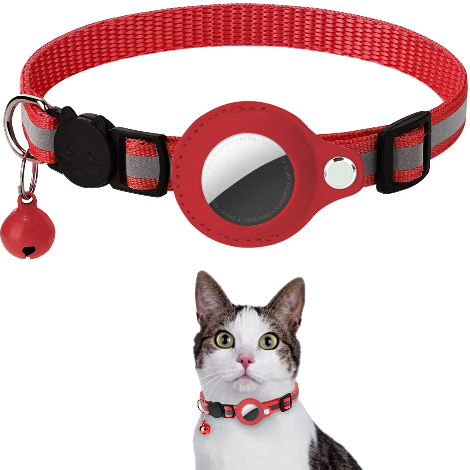 JooJeo AirTag Cat Collar — Breakaway Safety Collar with AirTag Holder & Bell