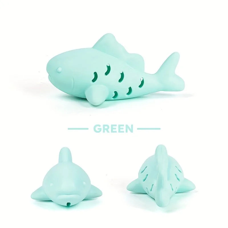 interactive treat dispenser toy shark design