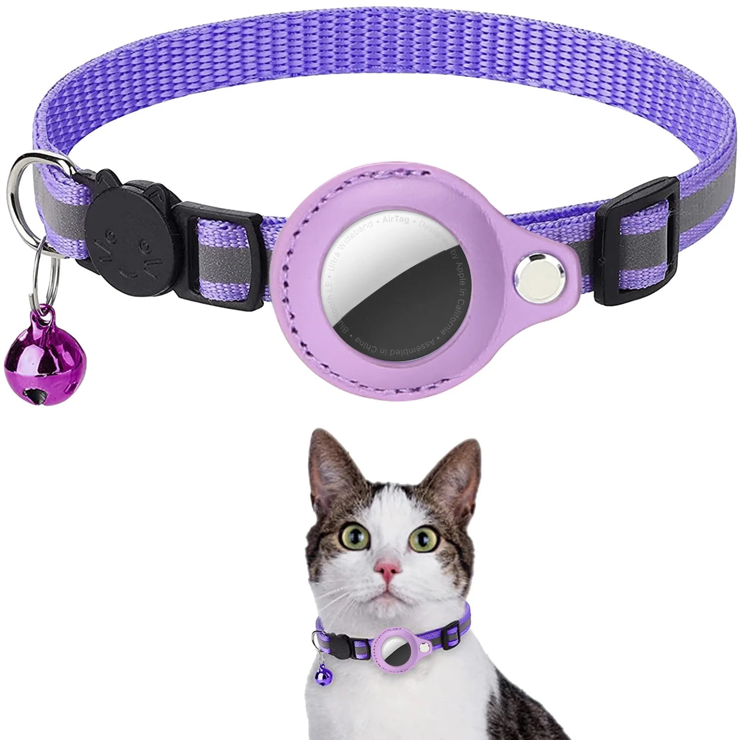 JooJeo AirTag Cat Collar — Breakaway Safety Collar with AirTag Holder & Bell