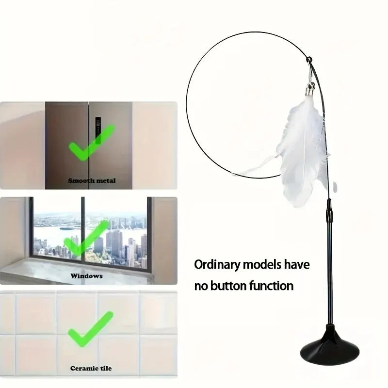 JooJeo Interactive Cat Teaser Wand — Feather Toy for Indoor Cats