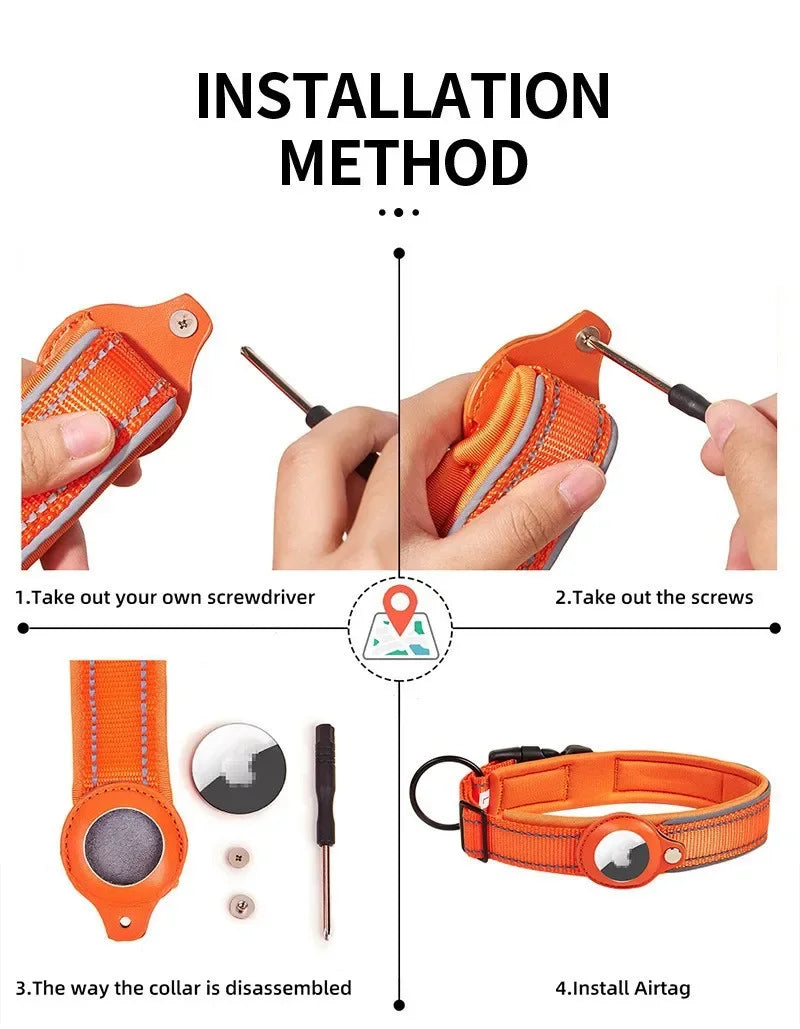 JooJeo AirTag Dog Collar — Reflective Safety Collar with Built-In AirTag Holder
