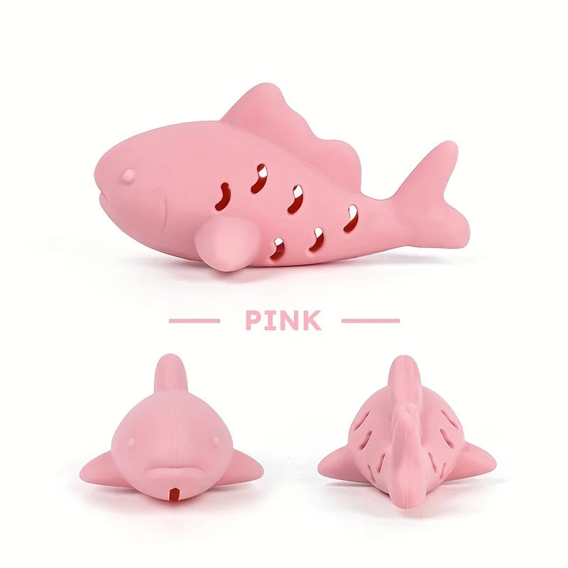 interactive treat dispenser toy shark design