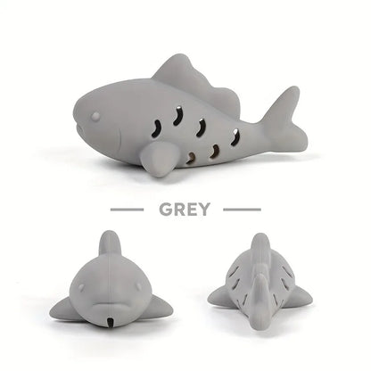 interactive treat dispenser toy shark design