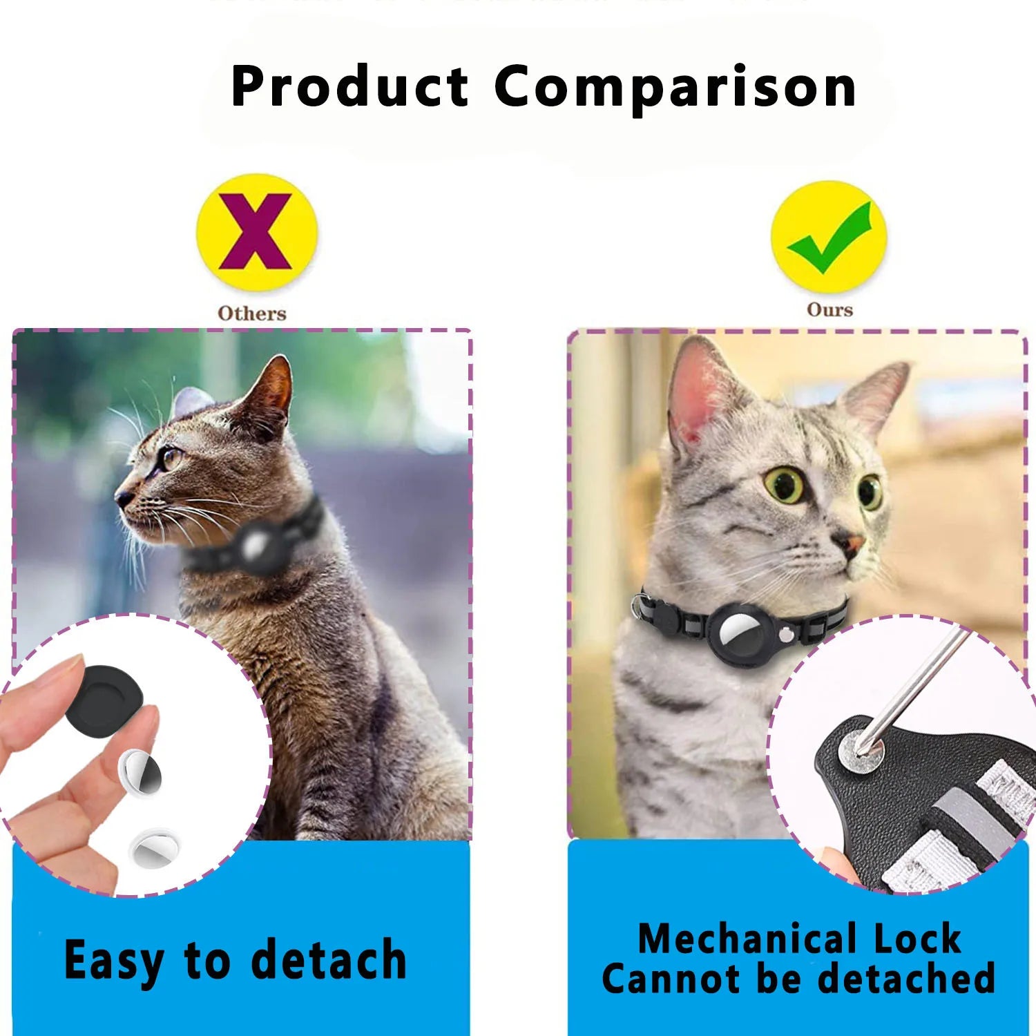 JooJeo AirTag Cat Collar — Breakaway Safety Collar with AirTag Holder & Bell