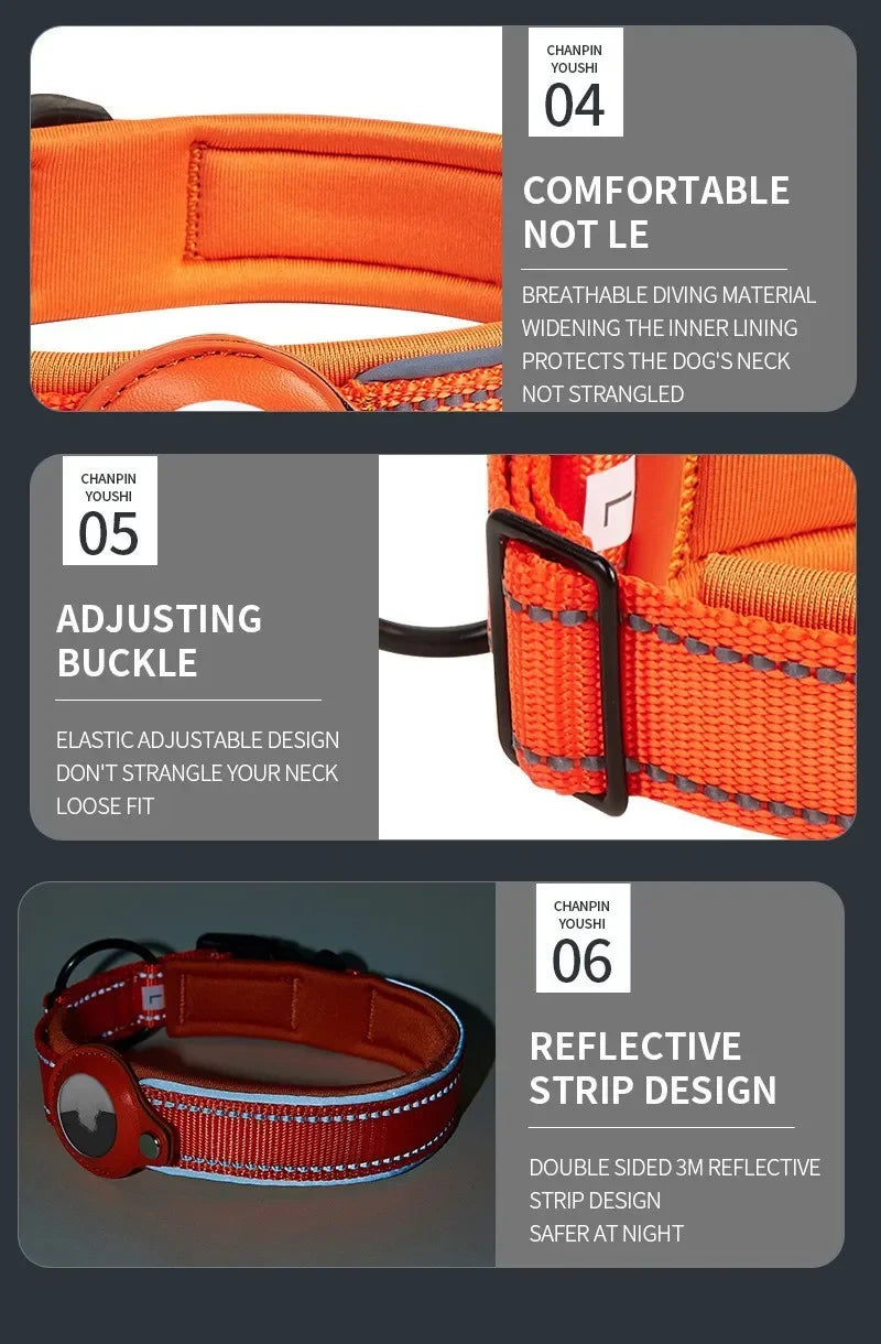 JooJeo AirTag Dog Collar — Reflective Safety Collar with Built-In AirTag Holder