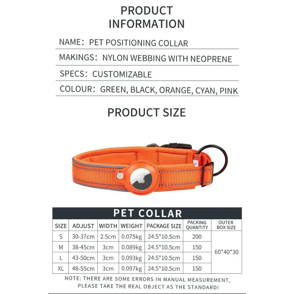 JooJeo AirTag Dog Collar — Reflective Safety Collar with Built-In AirTag Holder