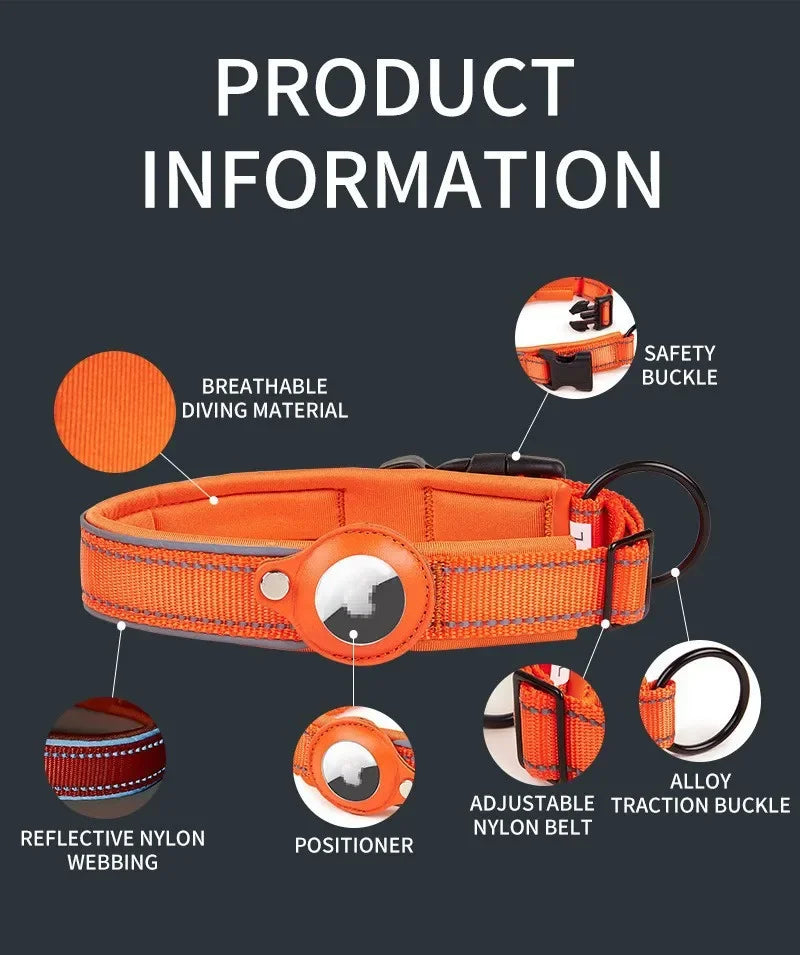 JooJeo AirTag Dog Collar — Reflective Safety Collar with Built-In AirTag Holder