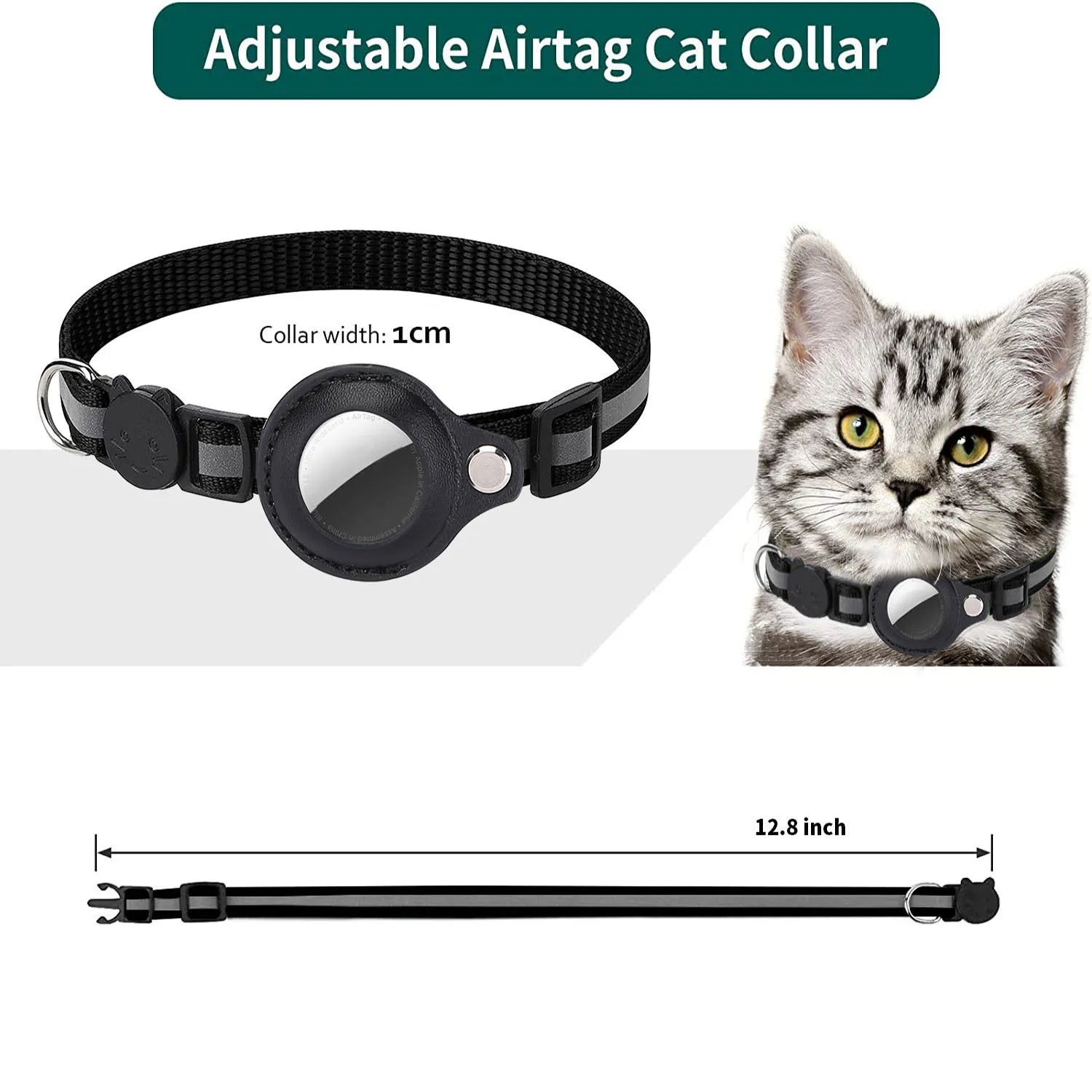 JooJeo AirTag Cat Collar — Breakaway Safety Collar with AirTag Holder & Bell