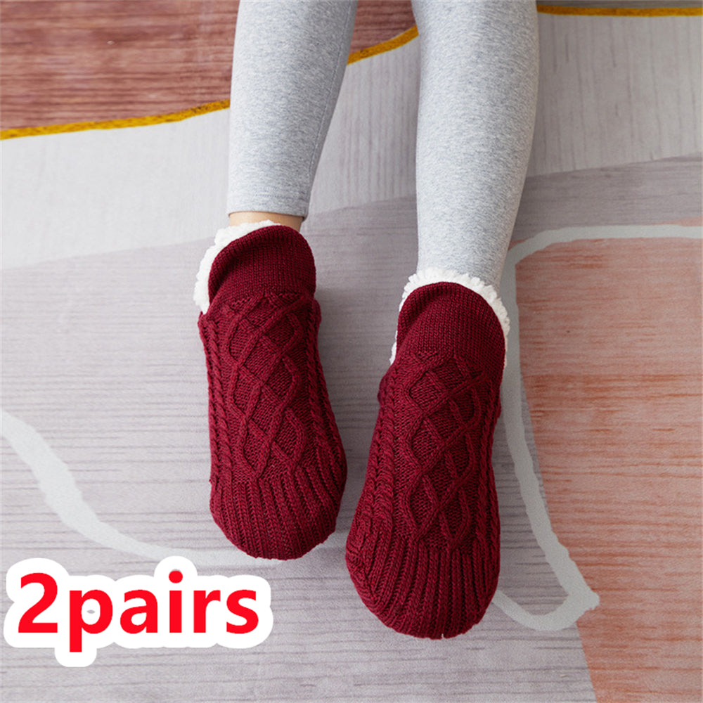 Winter Woolen Socks Women Thicken Warm Home Bedroom Socks Slippers Men Non-slip Foot Warmer Snow Socks Calcetines Mujer